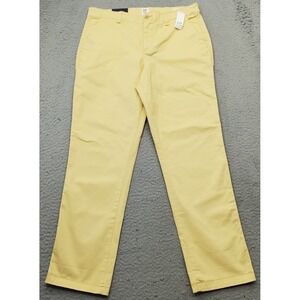 Gap Girlfriend Khaki‎ Pants Womens 8 Yellow Slim Fit Slash Pocket Straight Leg